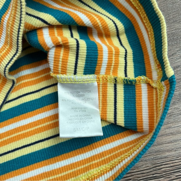 Care Bears Sunshine Bear Ribbed Cropped Tank Top Y2K Striped Size Small - Picture 5 of 8